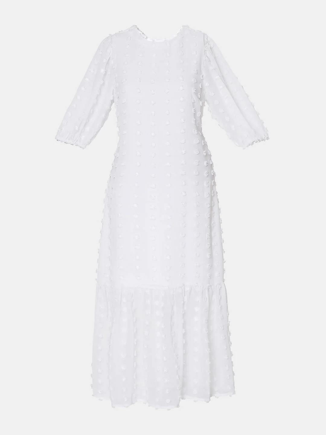 White Dobby Textured Midi Dress - Image 6