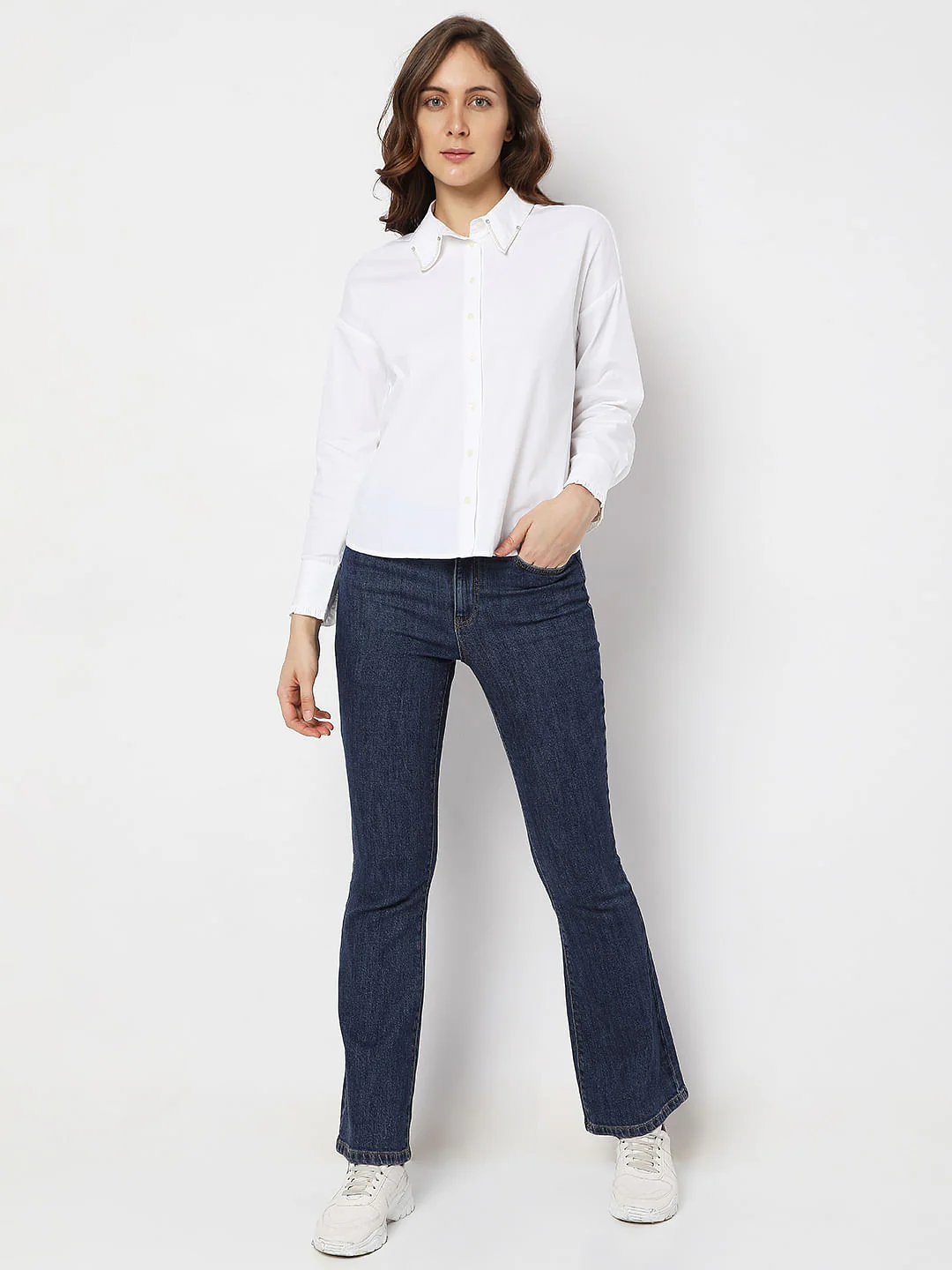 White Embellished Collar Shirt - Image 5