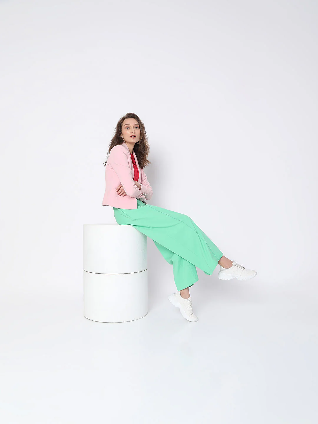 Mint Green High Rise Co-Ord Set Culottes