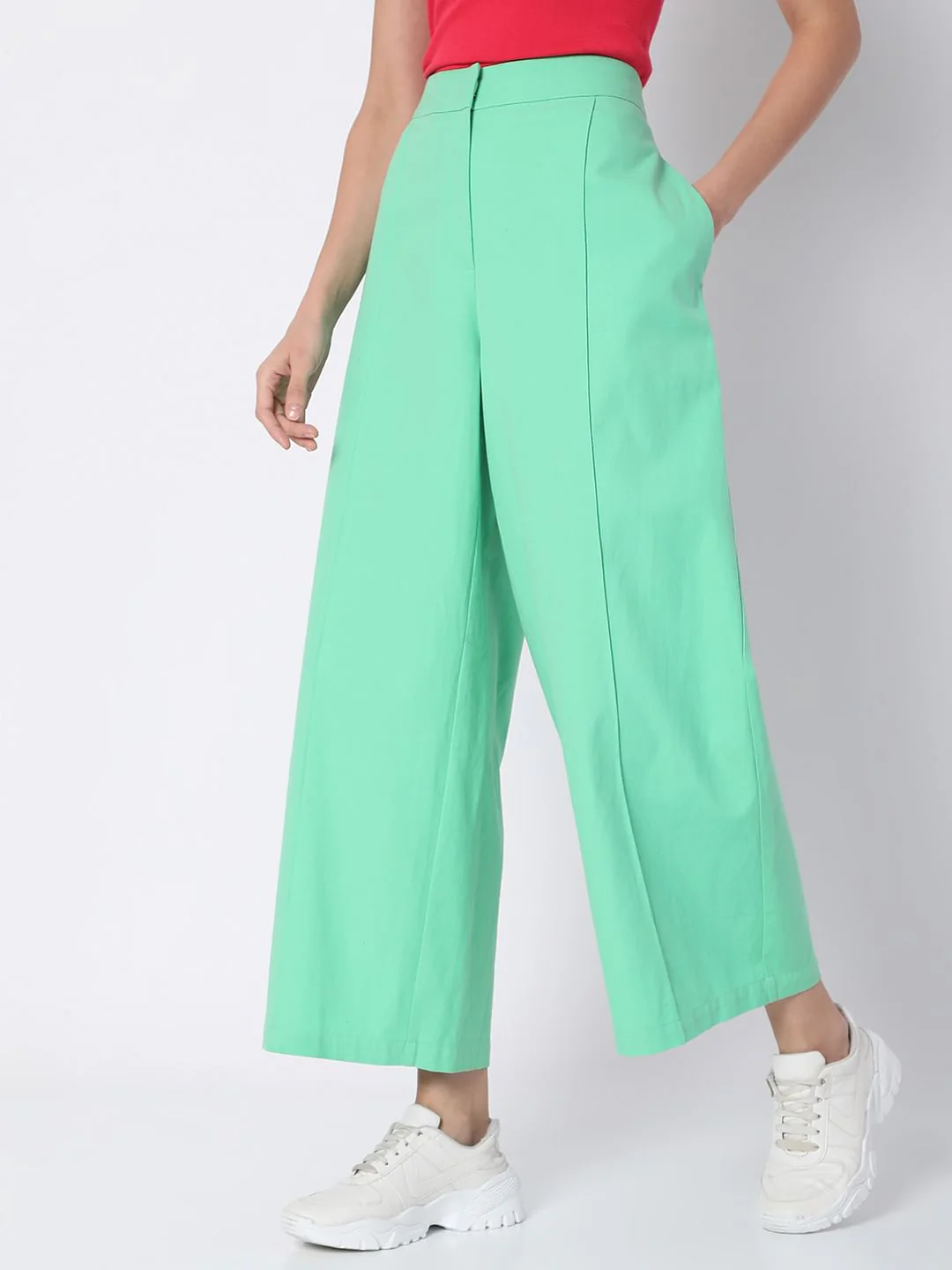 Mint Green High Rise Co-Ord Set Culottes - Image 3
