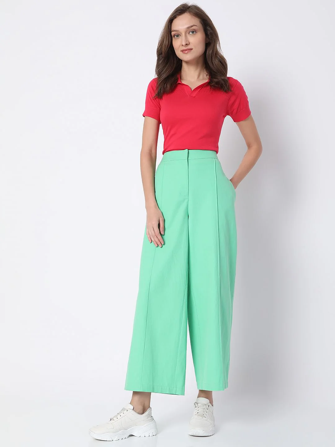 Mint Green High Rise Co-Ord Set Culottes - Image 6