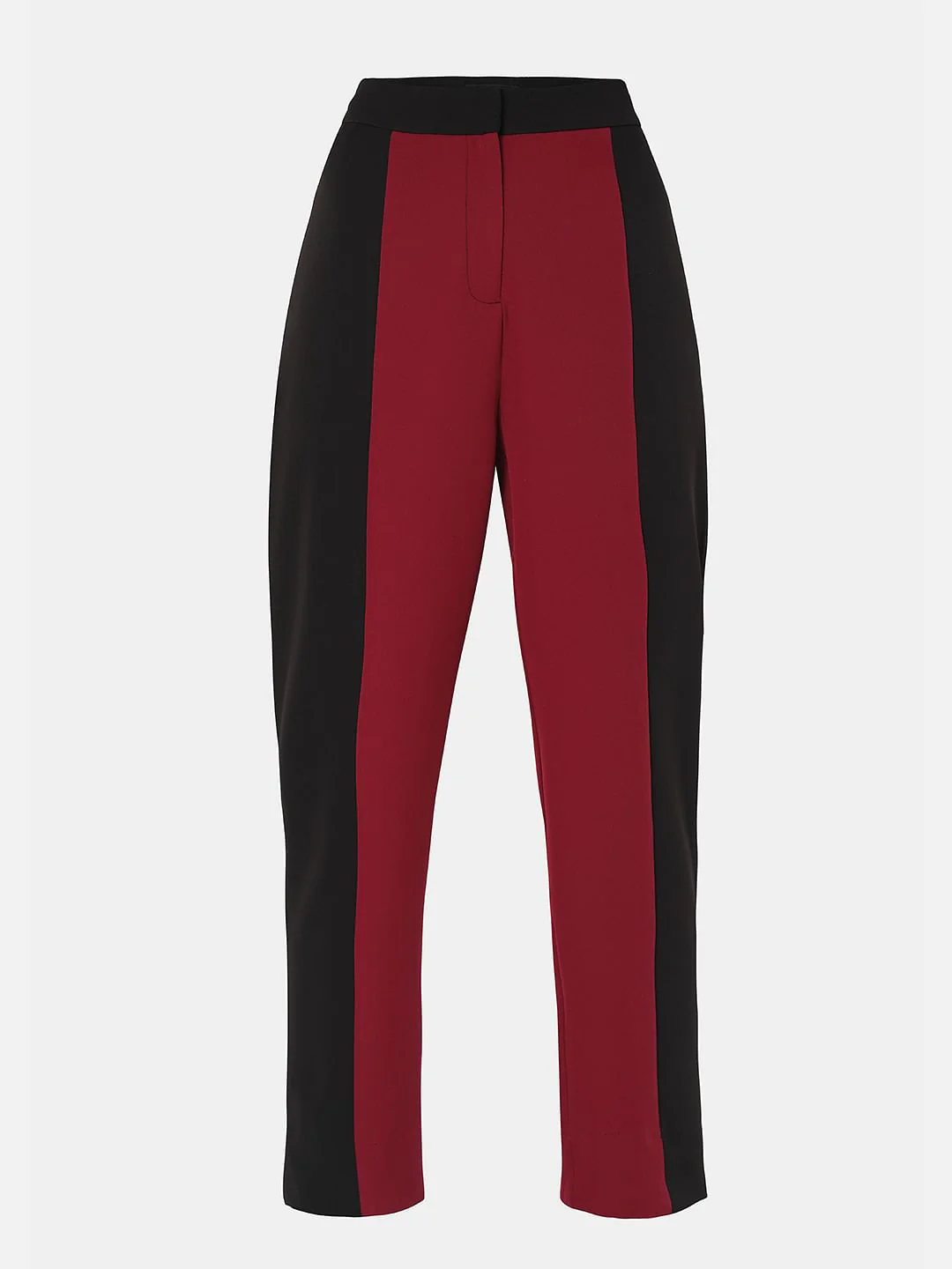 Maroon High Rise Colourblocked Trousers - Image 7