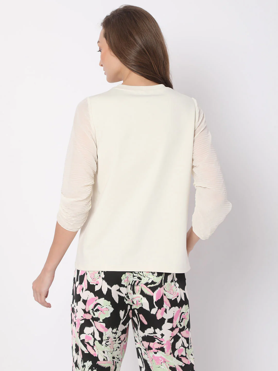 Cream Pleated Sleeve Top - Image 4