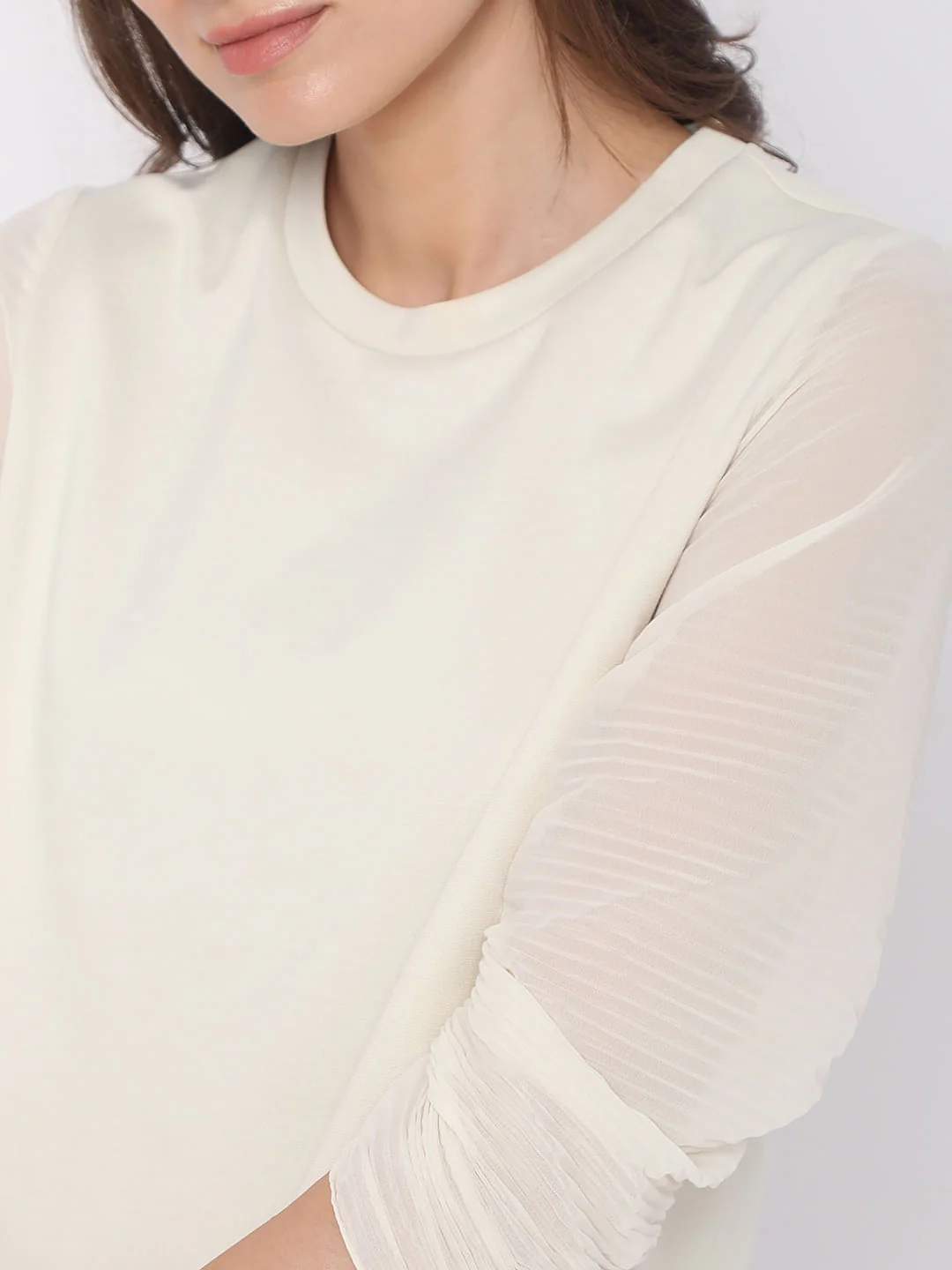 Cream Pleated Sleeve Top - Image 6