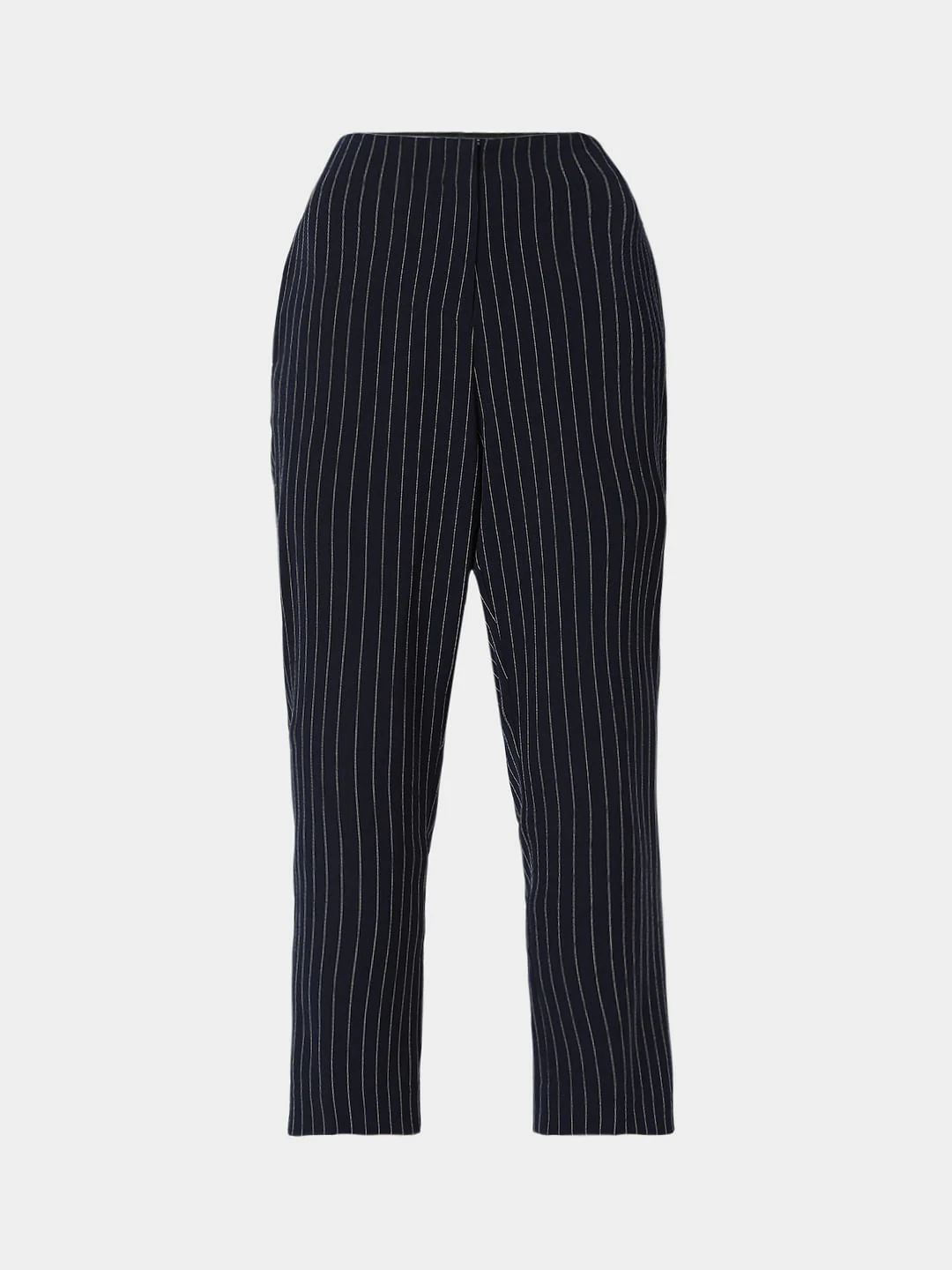 Navy Blue Mid Rise Striped Pants - Image 7