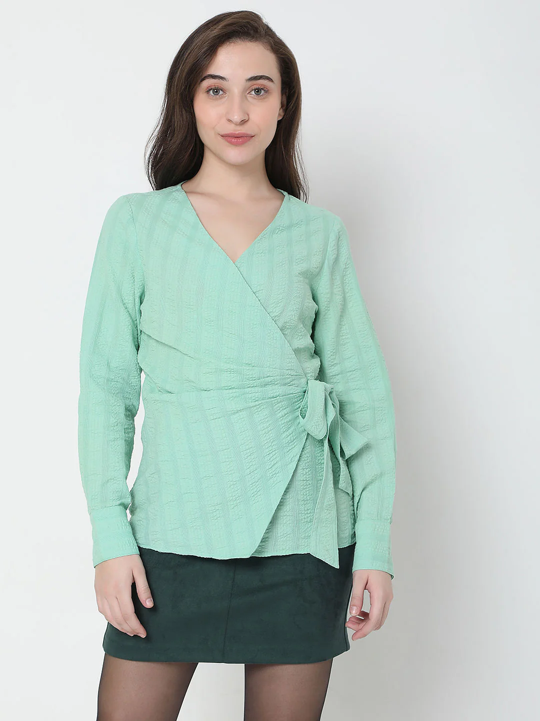 Green Front Wrap Top - Image 2