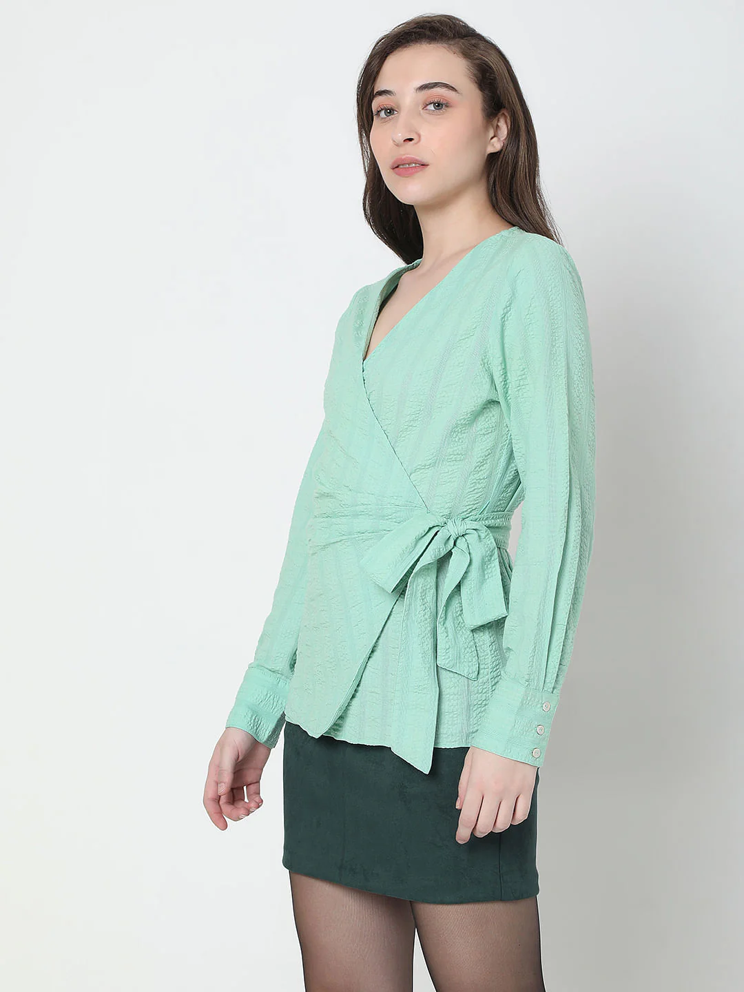 Green Front Wrap Top - Image 3