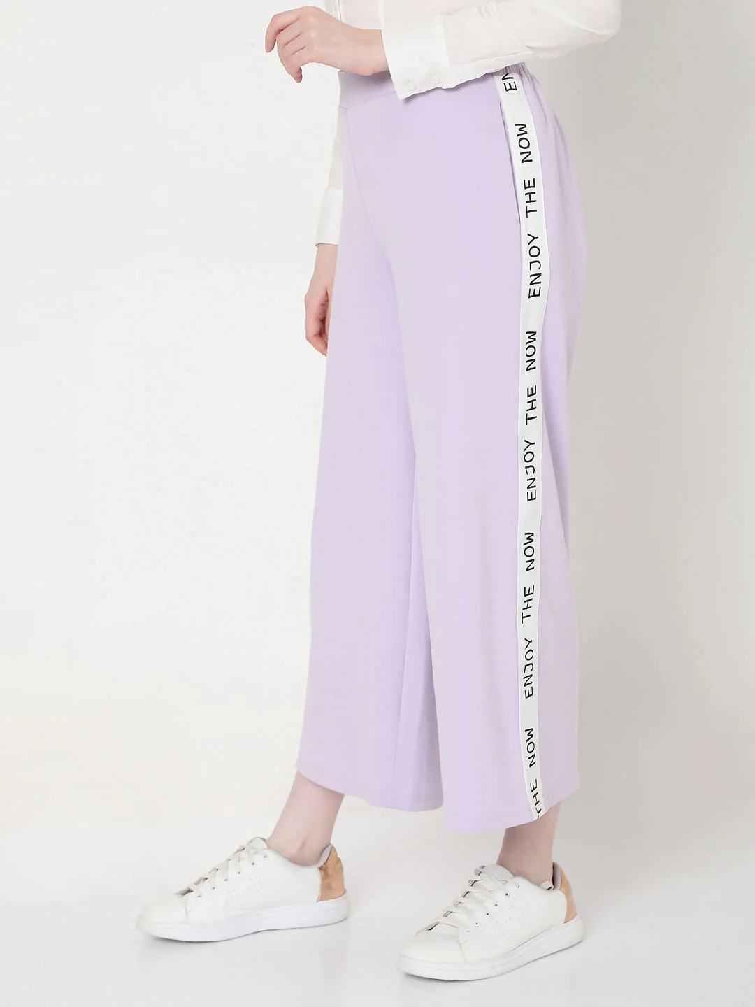 Lilac Mid Rise Tape Detail Culottes - Image 3