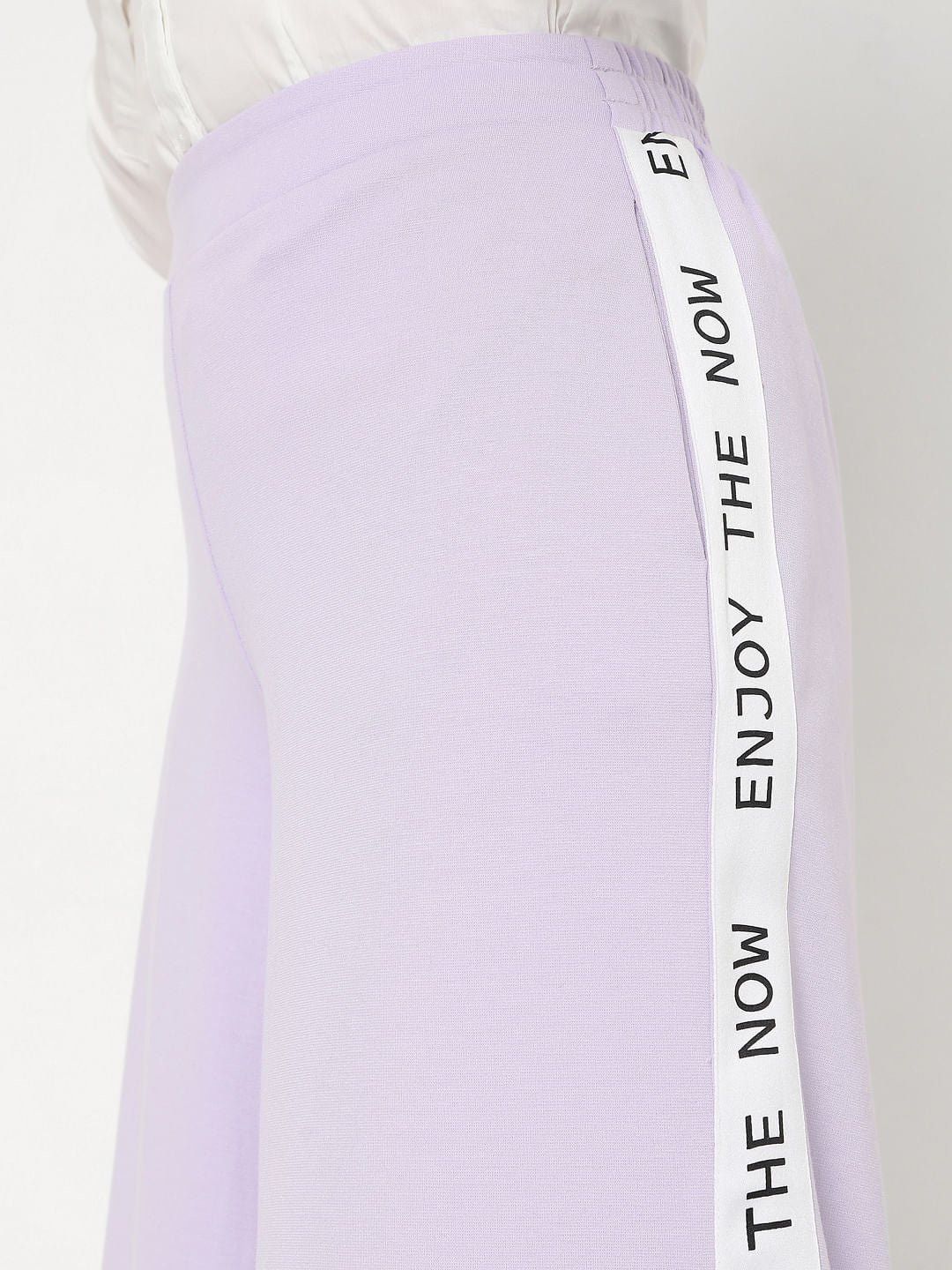 Lilac Mid Rise Tape Detail Culottes - Image 4