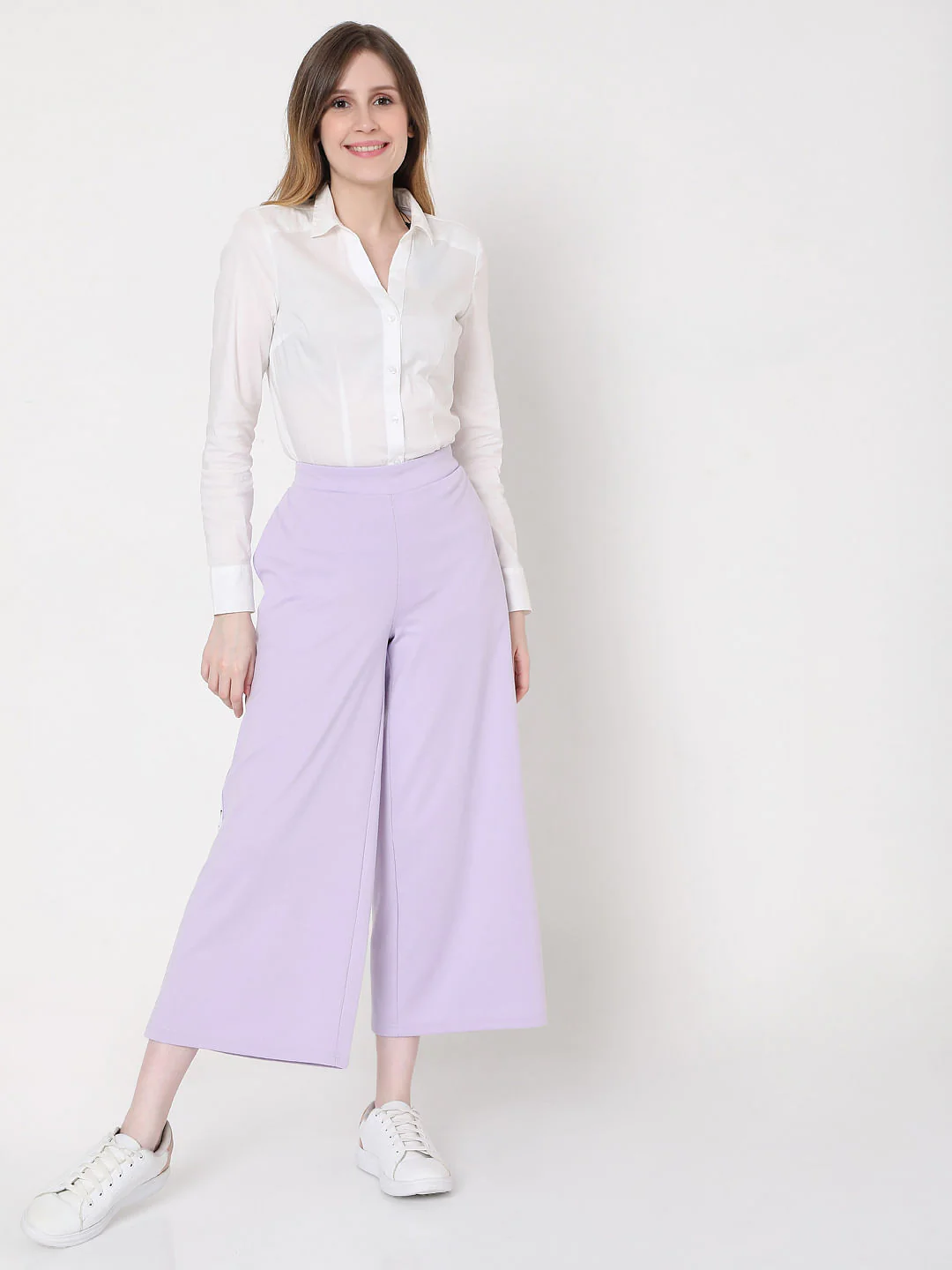 Lilac Mid Rise Tape Detail Culottes - Image 5