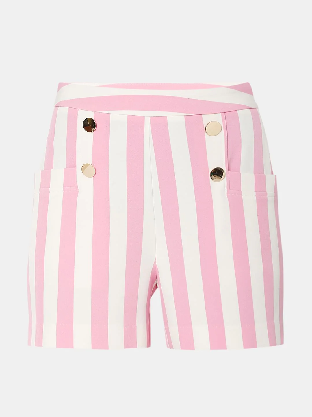 Pink High Rise Striped Co-Ord Shorts - Image 7