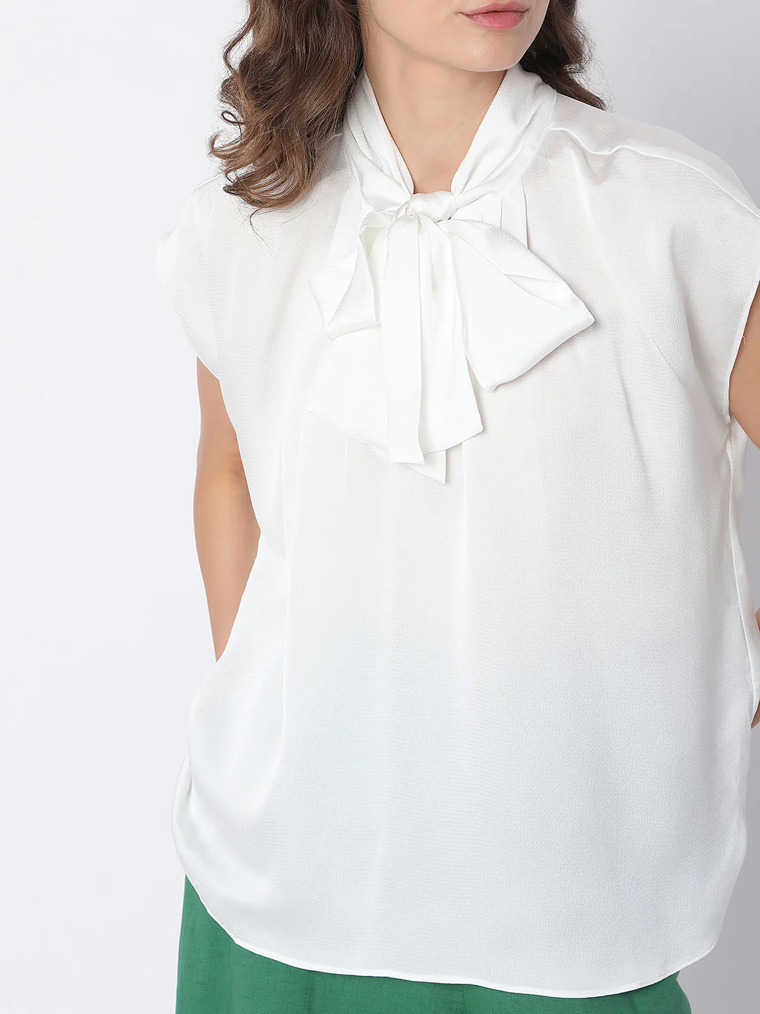 White Pussy Bow Top - Image 6