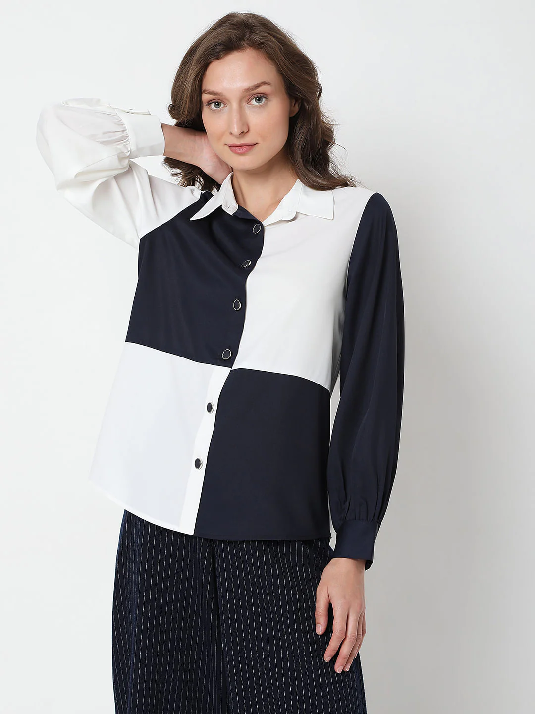 White Colourblocked Shirt - Image 2