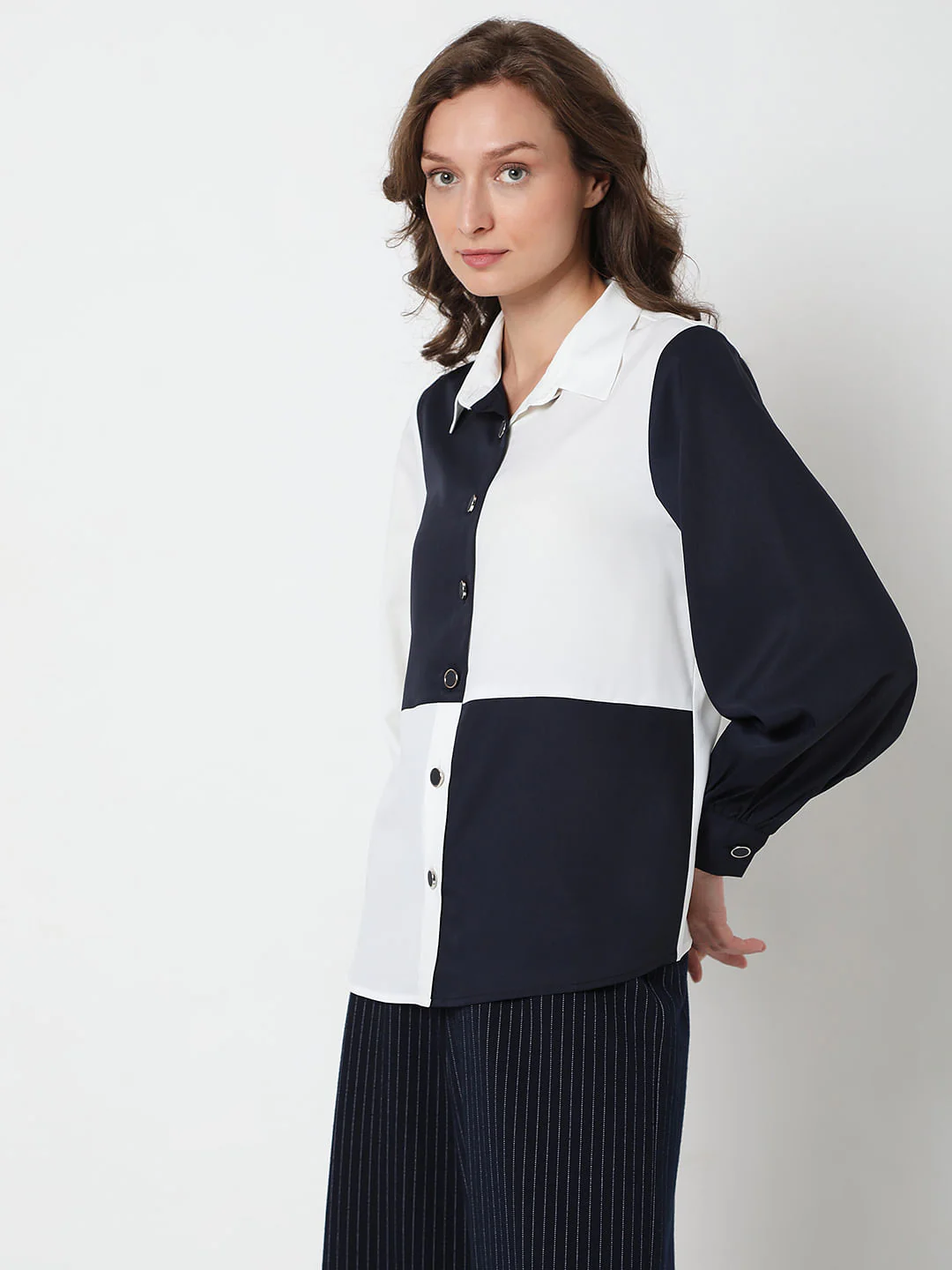 White Colourblocked Shirt - Image 3
