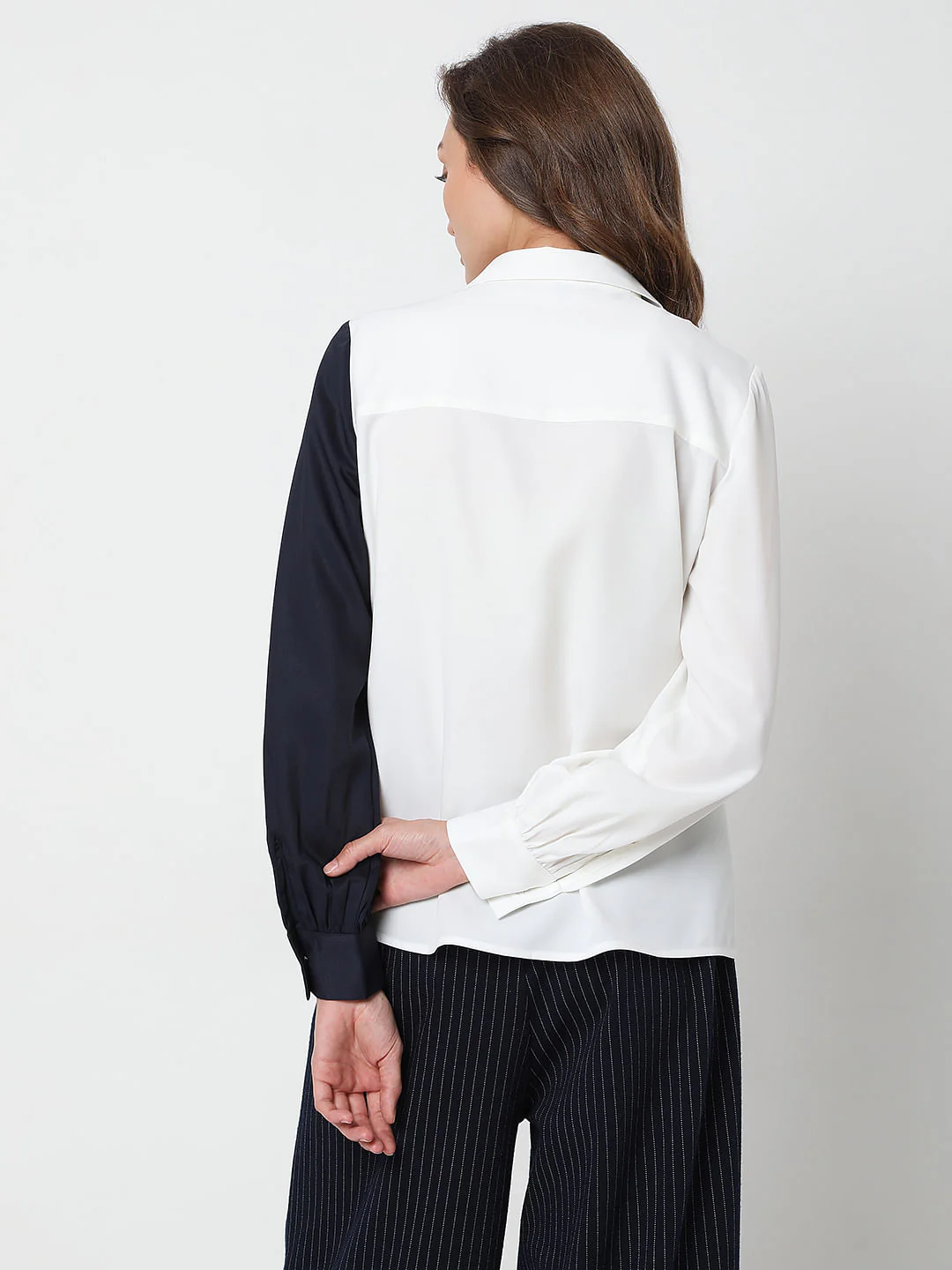 White Colourblocked Shirt - Image 4