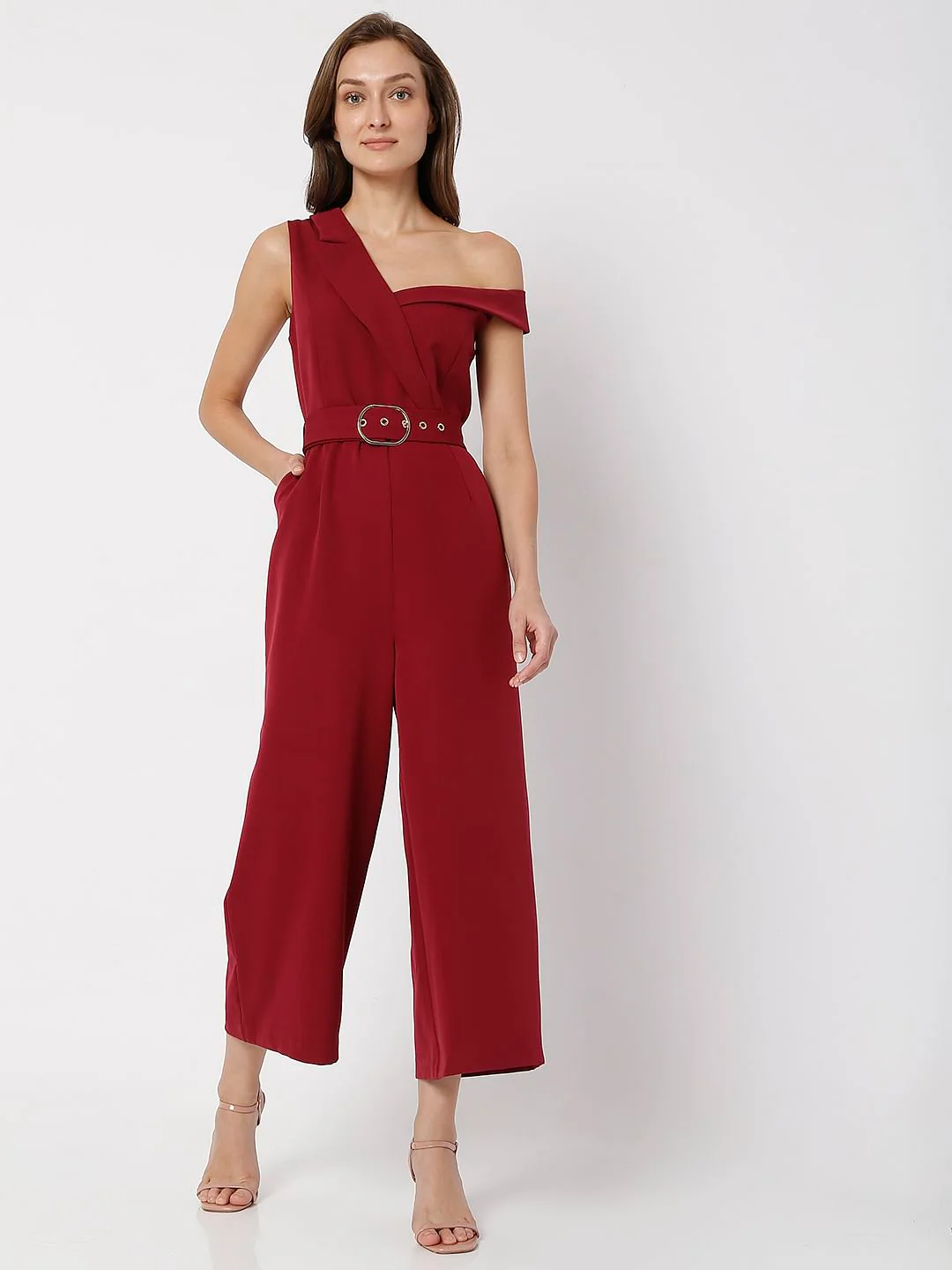 Red One-Shoulder Jumpsuit - Image 2