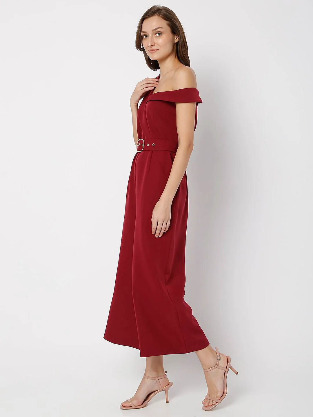 Red One-Shoulder Jumpsuit - Image 3