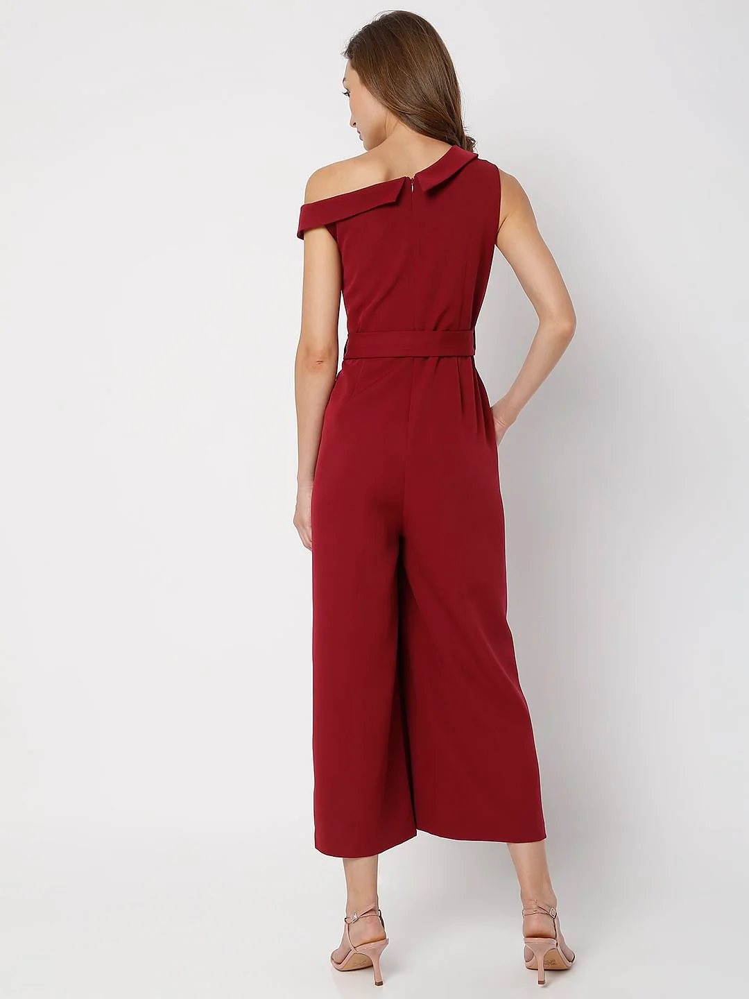 Red One-Shoulder Jumpsuit - Image 4