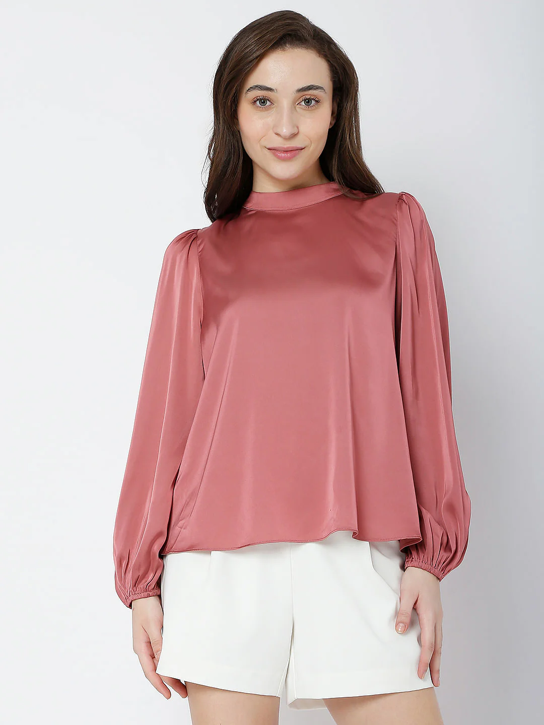 Pink Satin High Neck Top - Image 2
