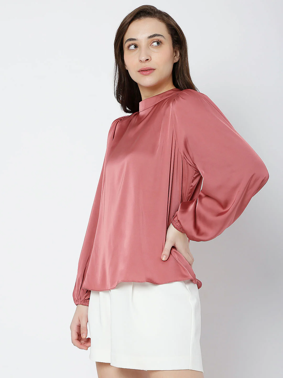 Pink Satin High Neck Top - Image 3