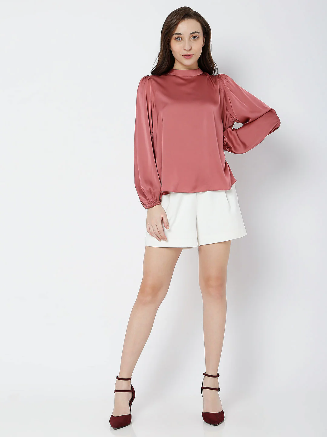 Pink Satin High Neck Top - Image 5