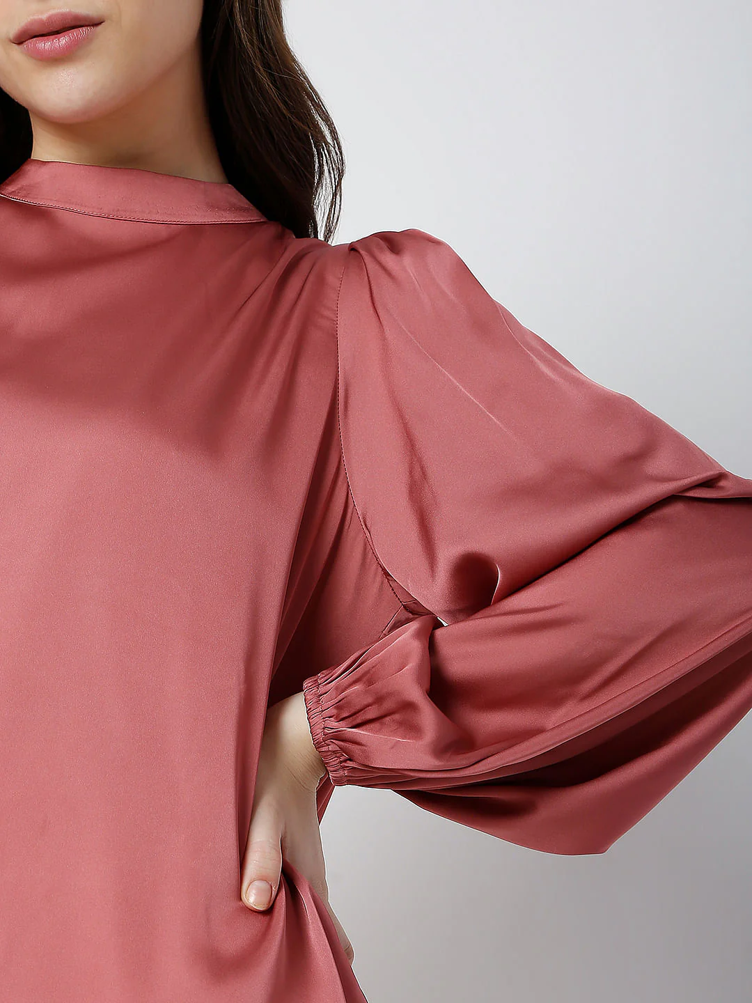 Pink Satin High Neck Top - Image 6