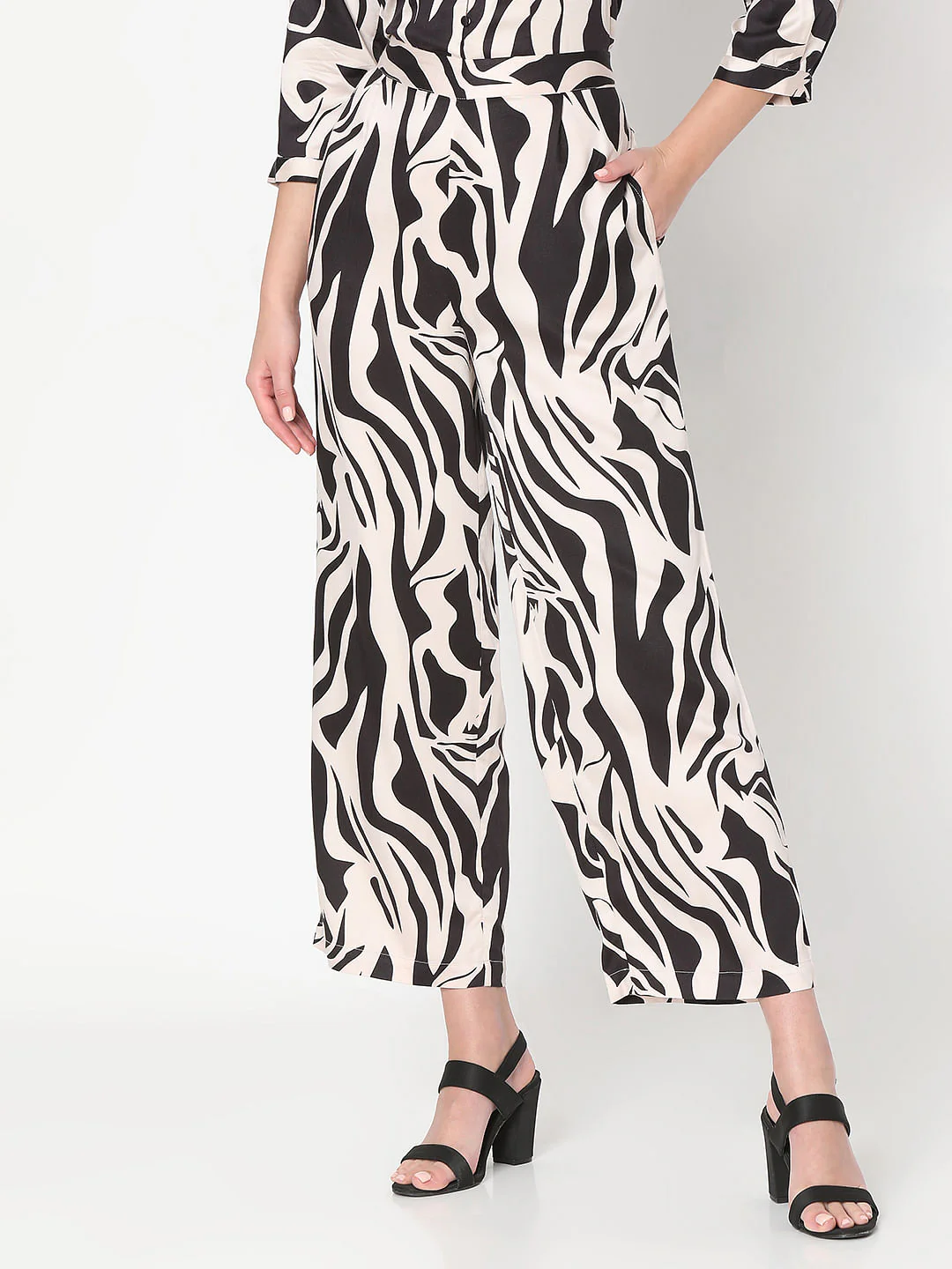Black Animal Print Co-Ord Set Pants - Image 2