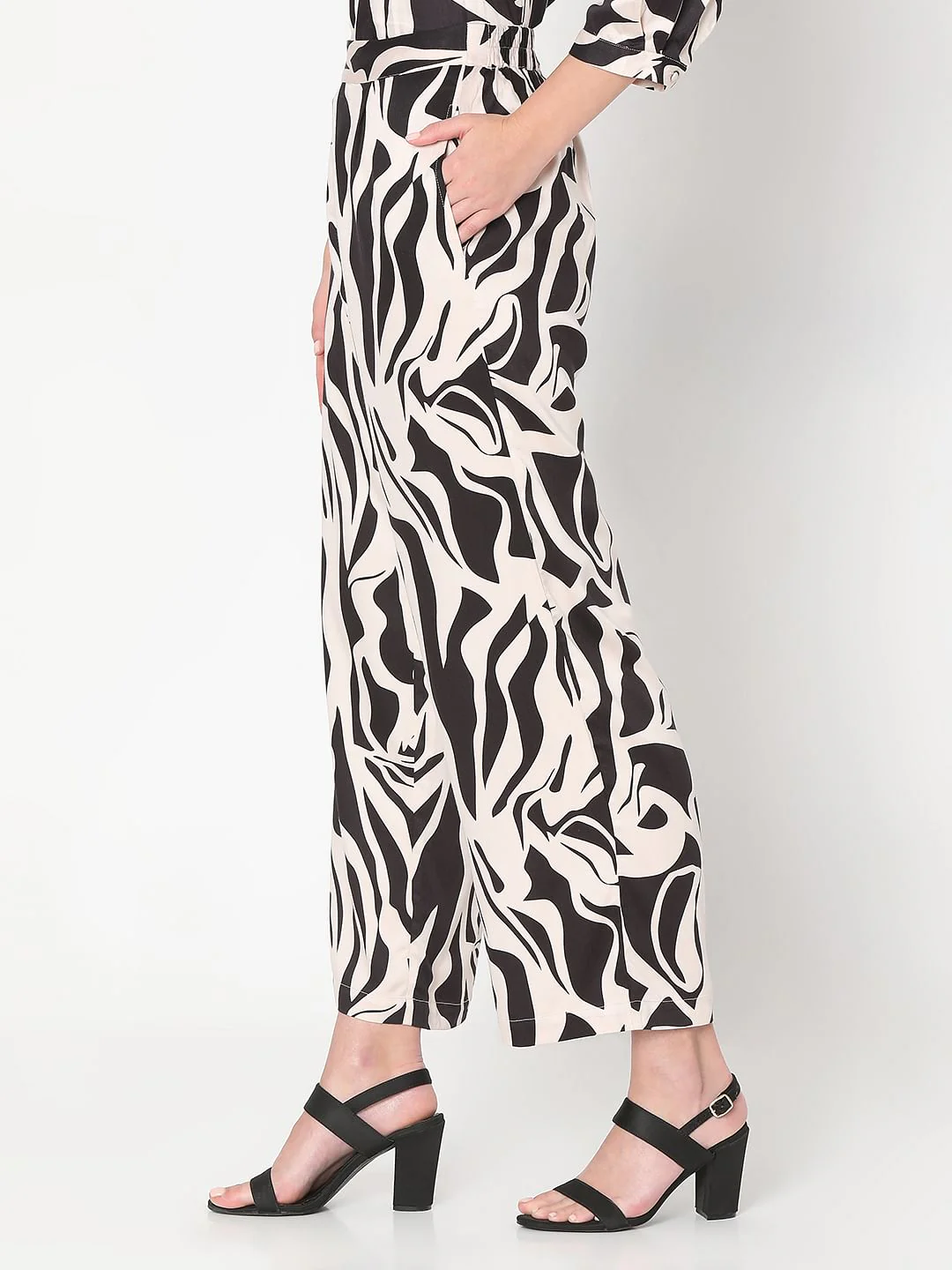 Black Animal Print Co-Ord Set Pants - Image 3