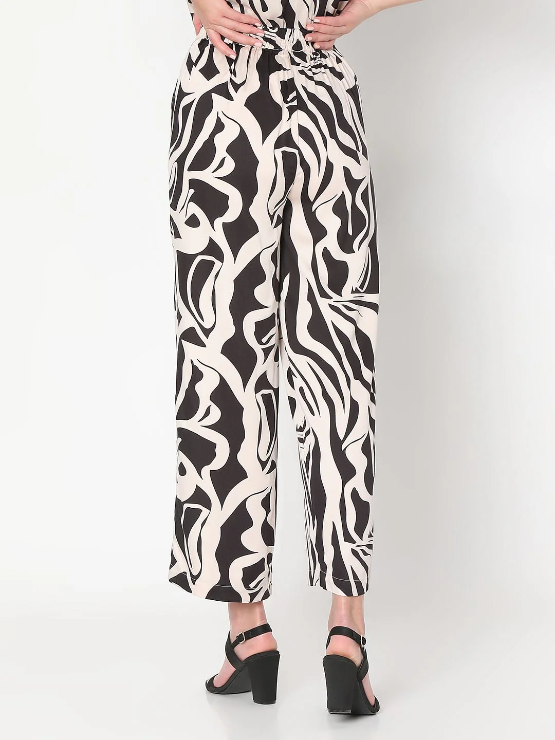 Black Animal Print Co-Ord Set Pants - Image 4