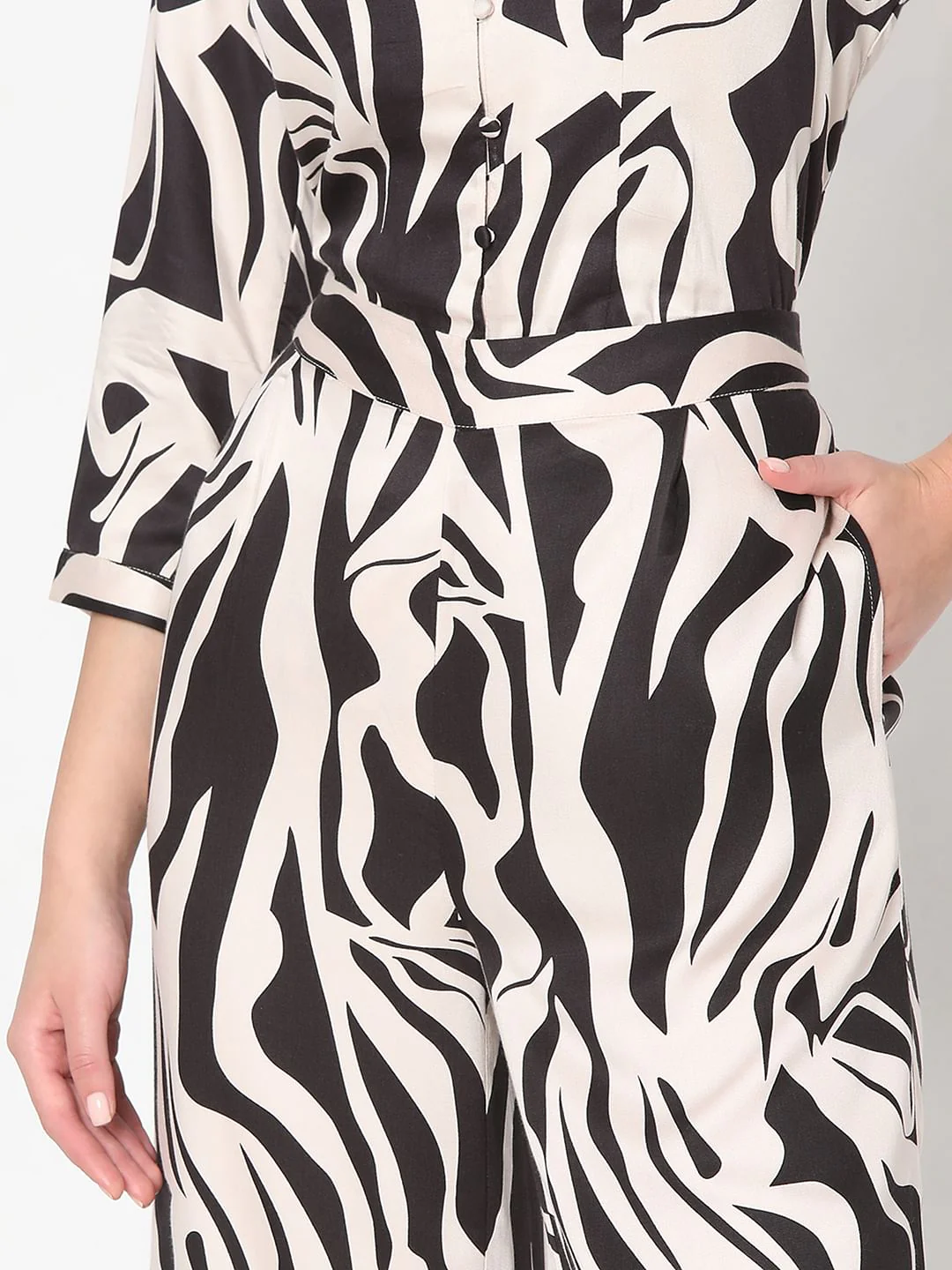 Black Animal Print Co-Ord Set Pants - Image 6