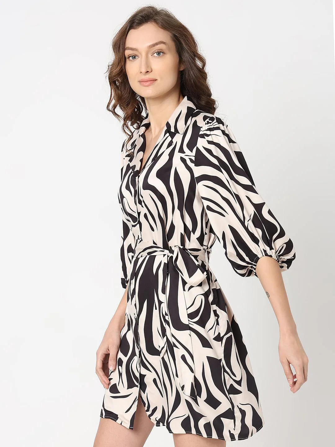 Black Printed Mini Dress - Image 3