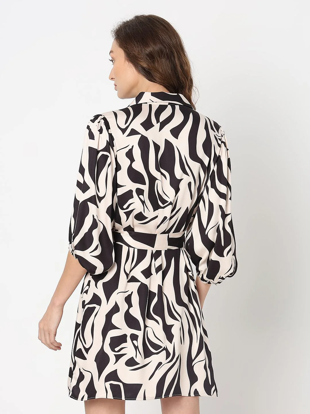 Black Printed Mini Dress - Image 4