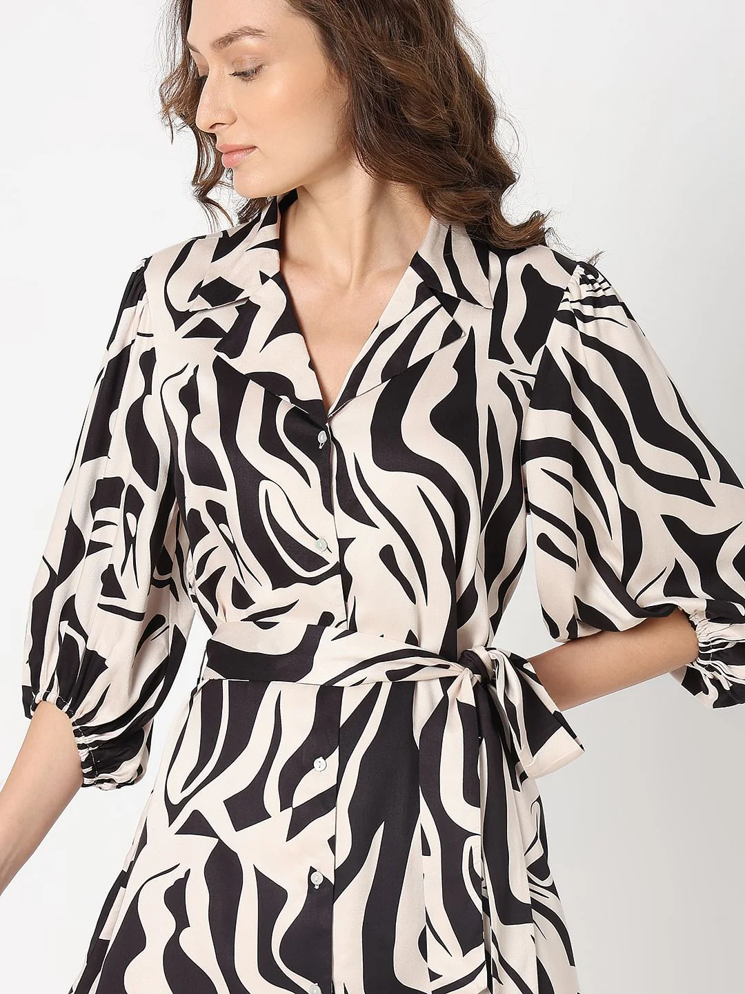 Black Printed Mini Dress - Image 6