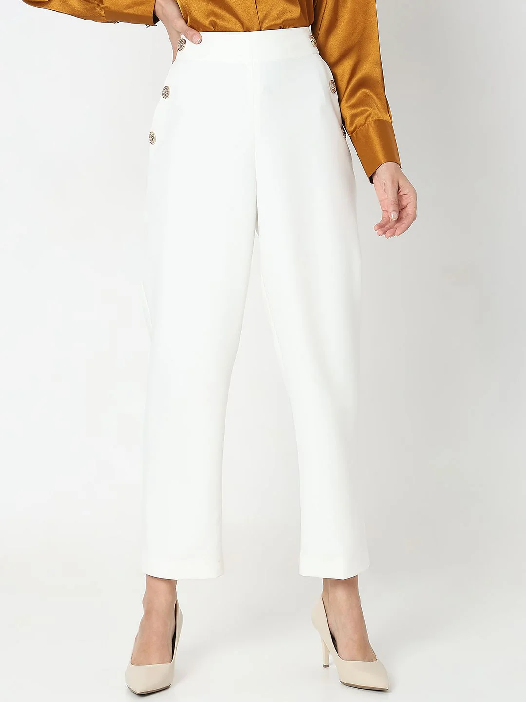 White High Rise Pants - Image 2