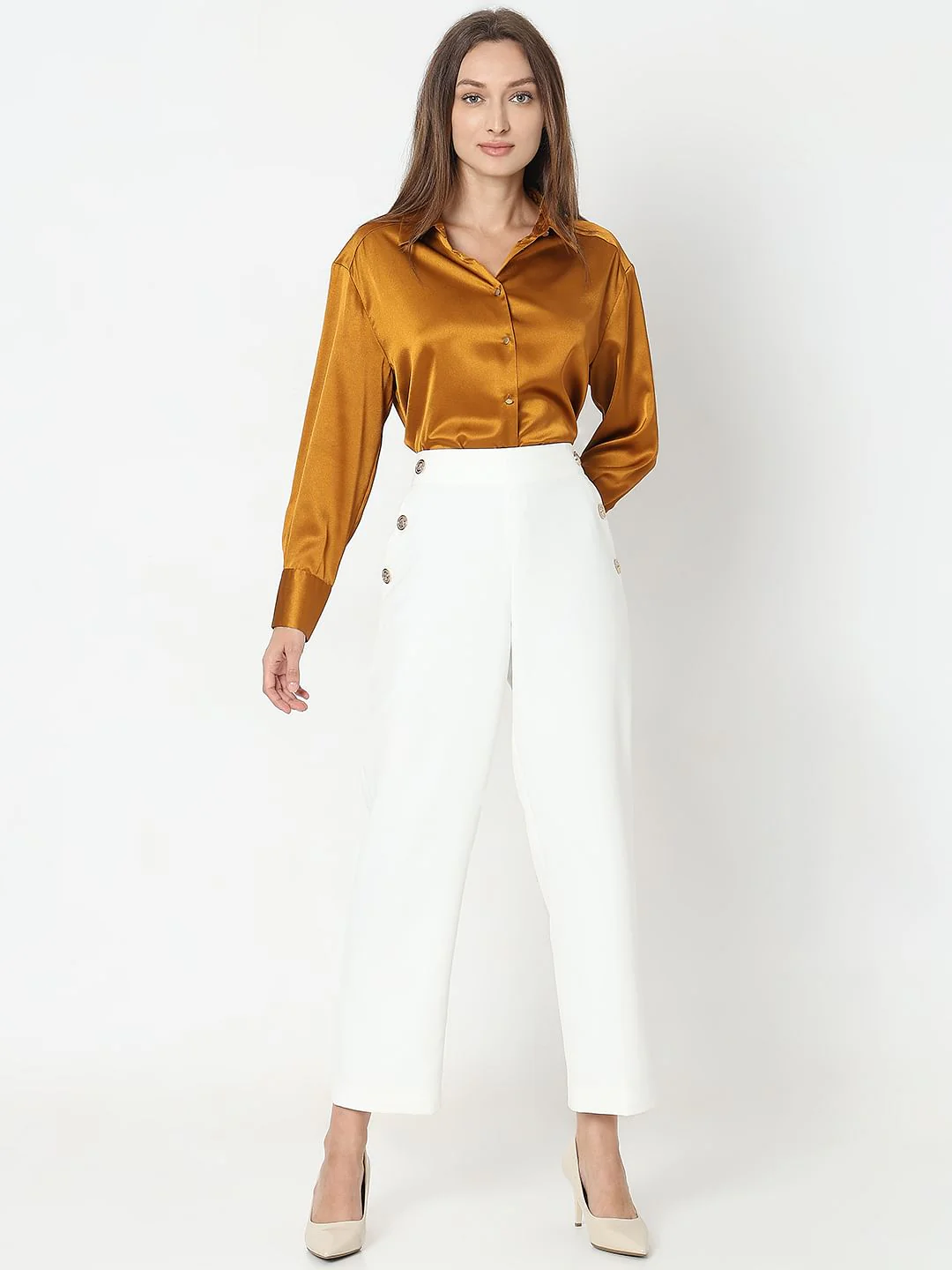 White High Rise Pants - Image 5