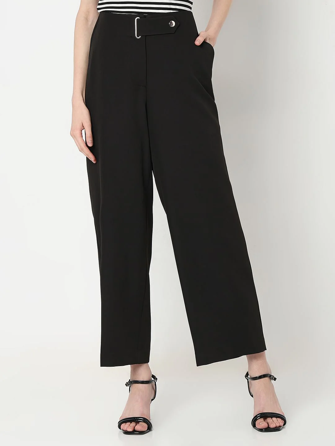 Black High Rise Wide Leg Pants - Image 2