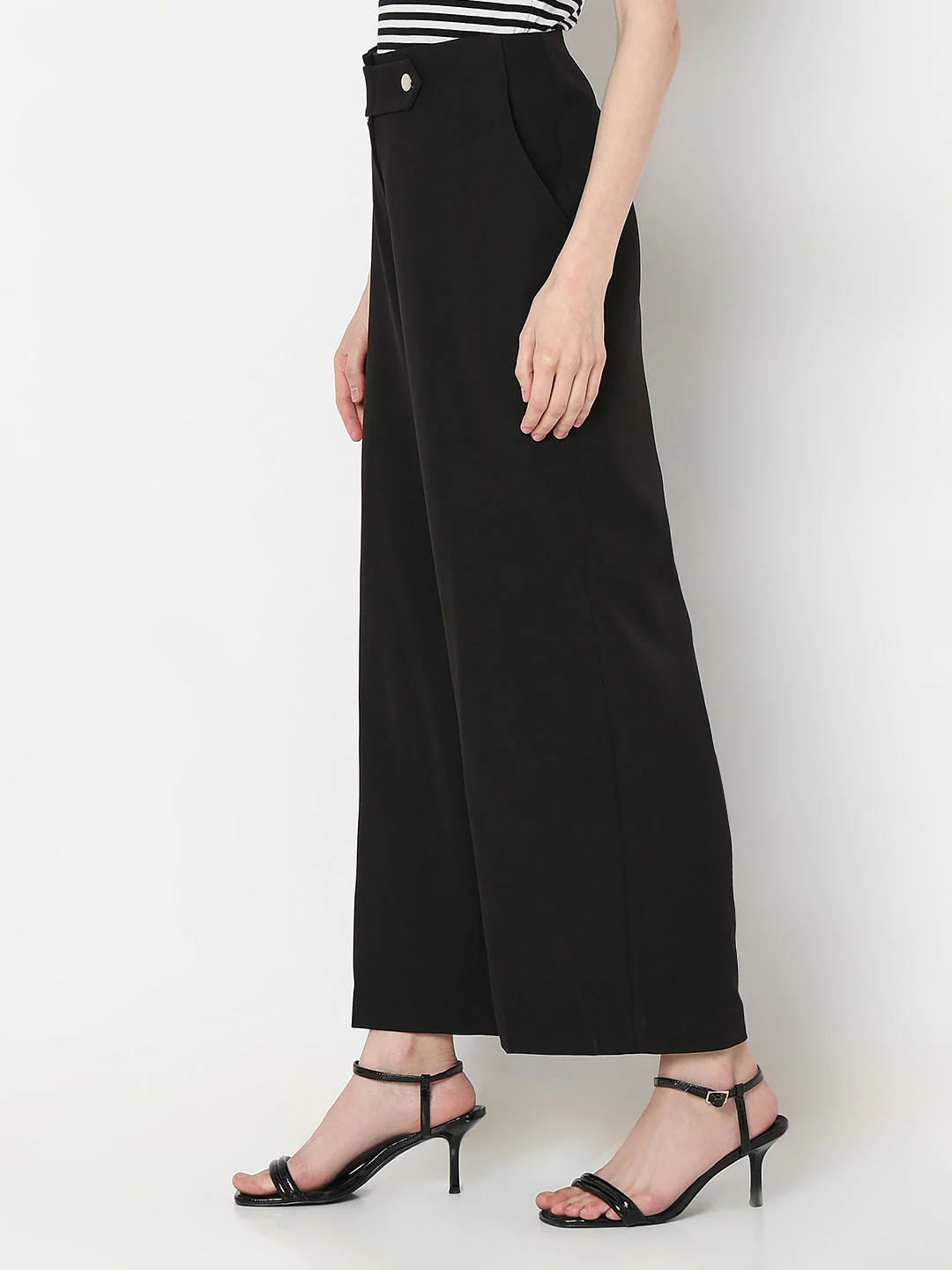 Black High Rise Wide Leg Pants - Image 3