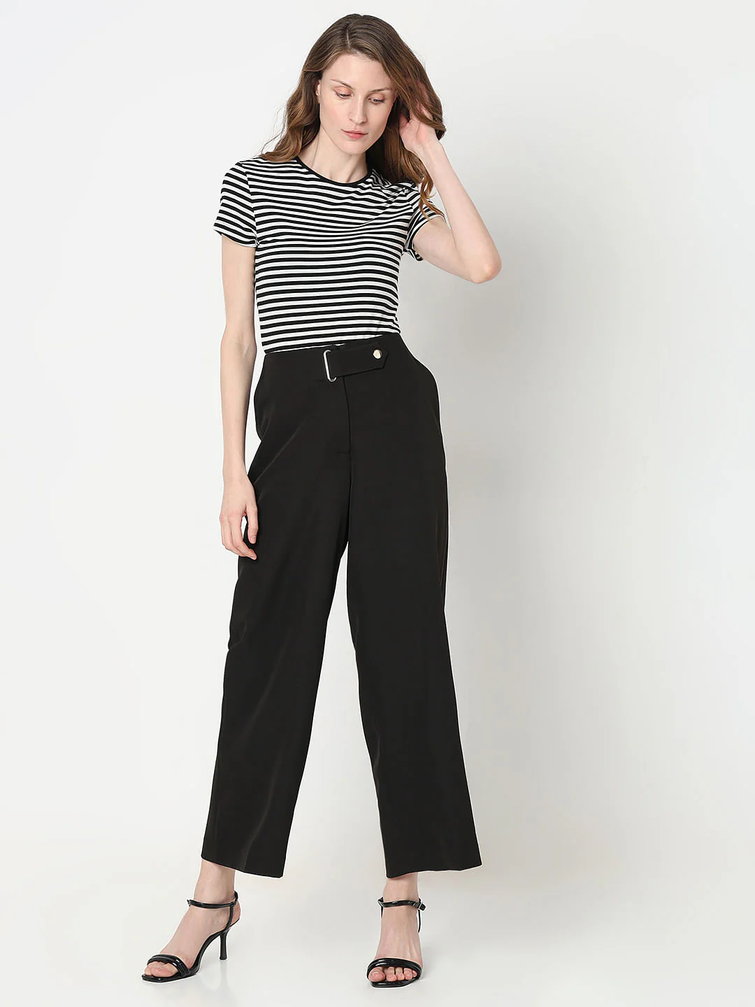 Black High Rise Wide Leg Pants - Image 5