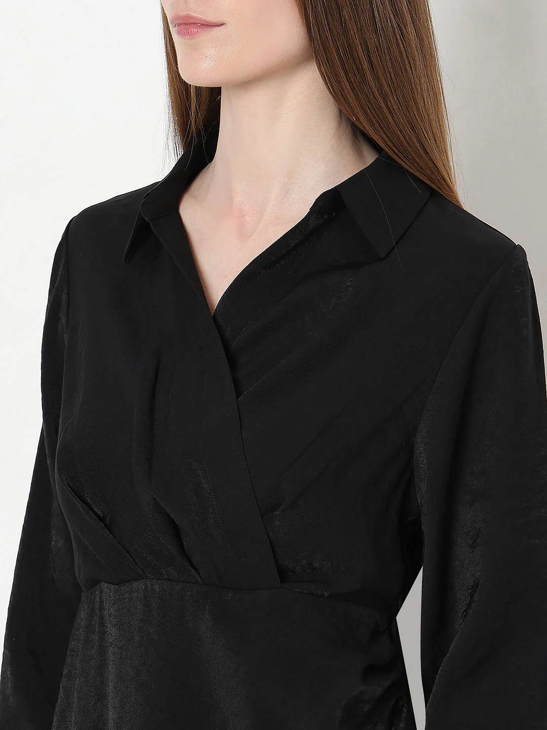 Black Asymmetric Shirt Dress - Image 8
