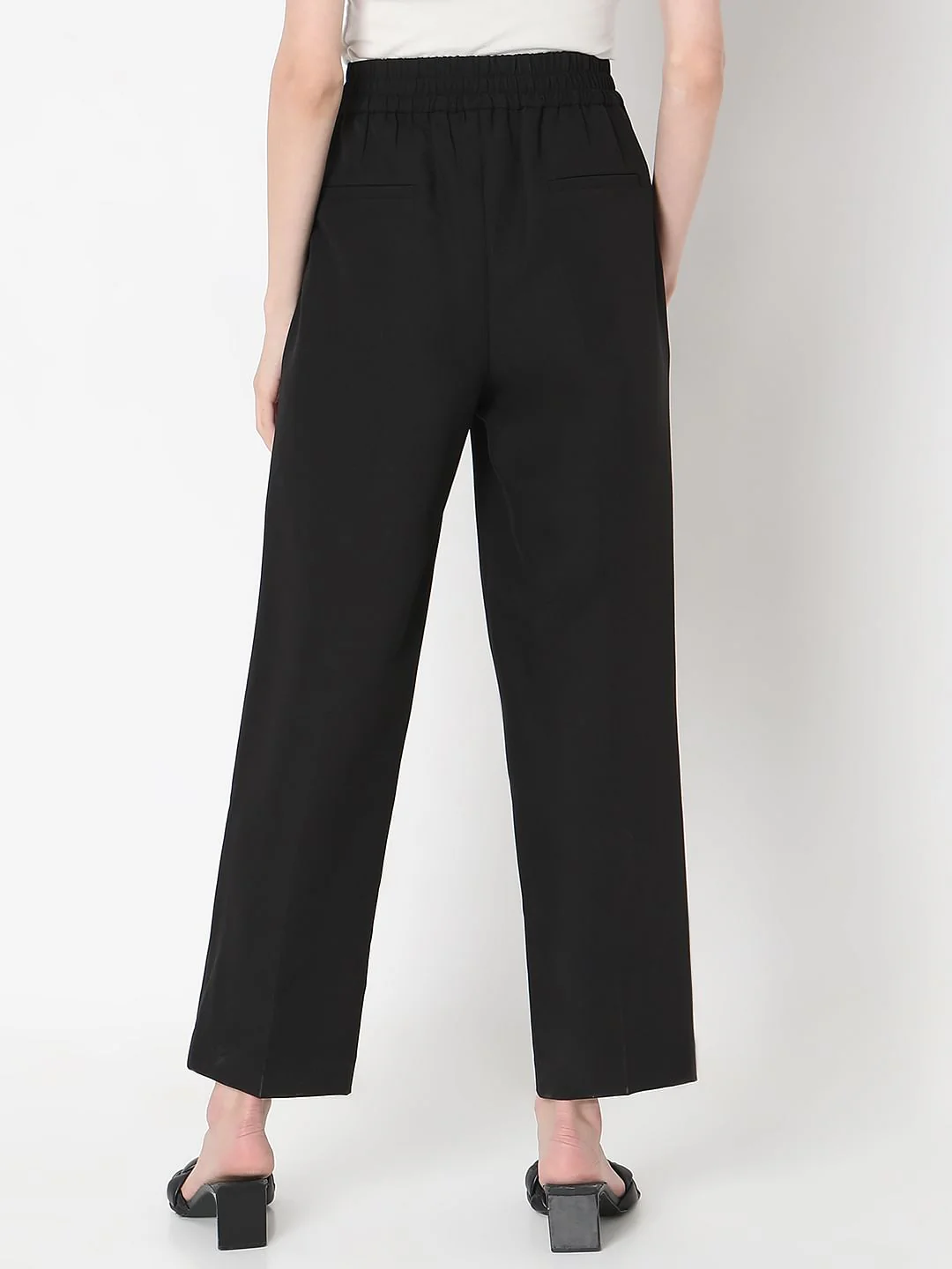 Black High Rise Tailored Straight Fit Pants - Image 4