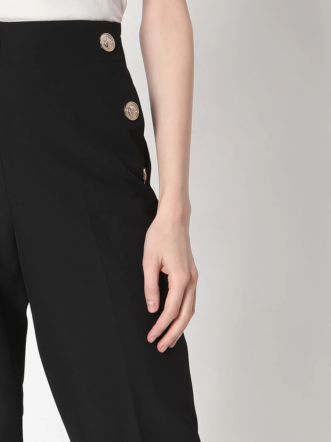 Black High Rise Tailored Straight Fit Pants - Image 6