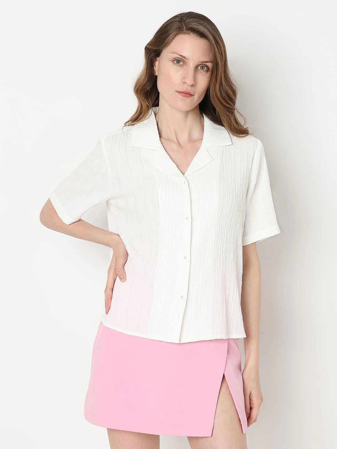 White Crinkled Shirt - Image 2