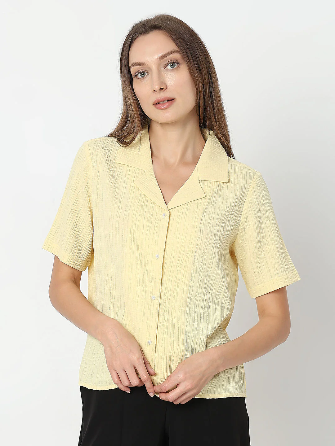 Light Yellow Crinkled Shirt - Image 2