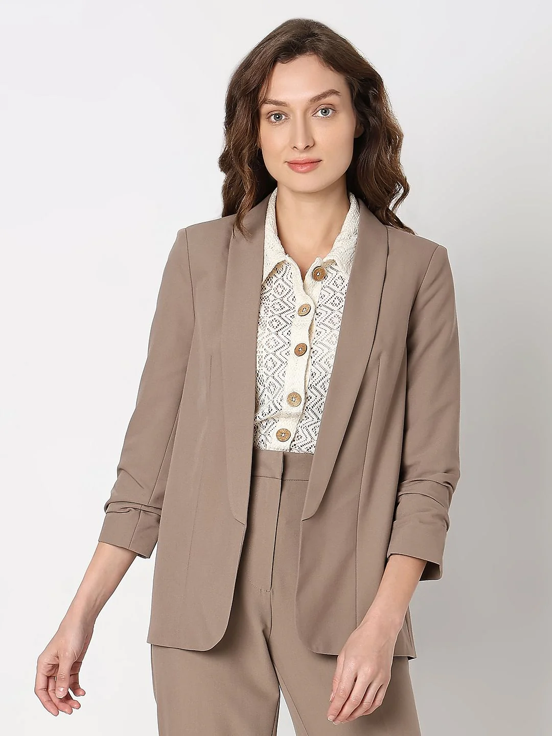 Ruched Cuff Sleeves Blazer - Image 2