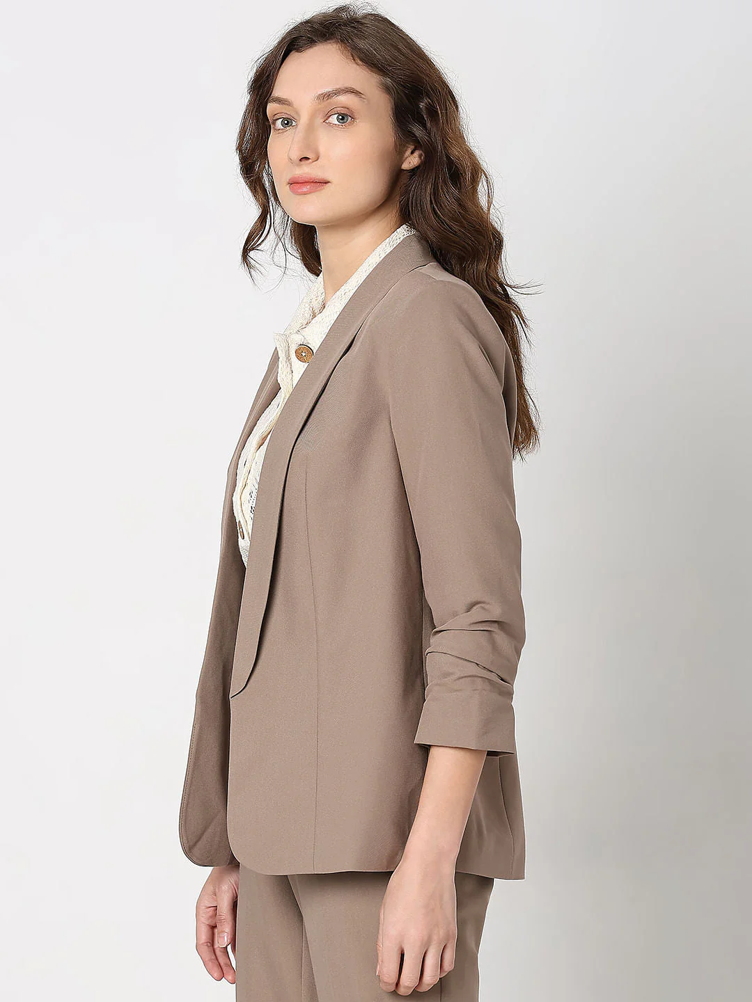 Ruched Cuff Sleeves Blazer - Image 3