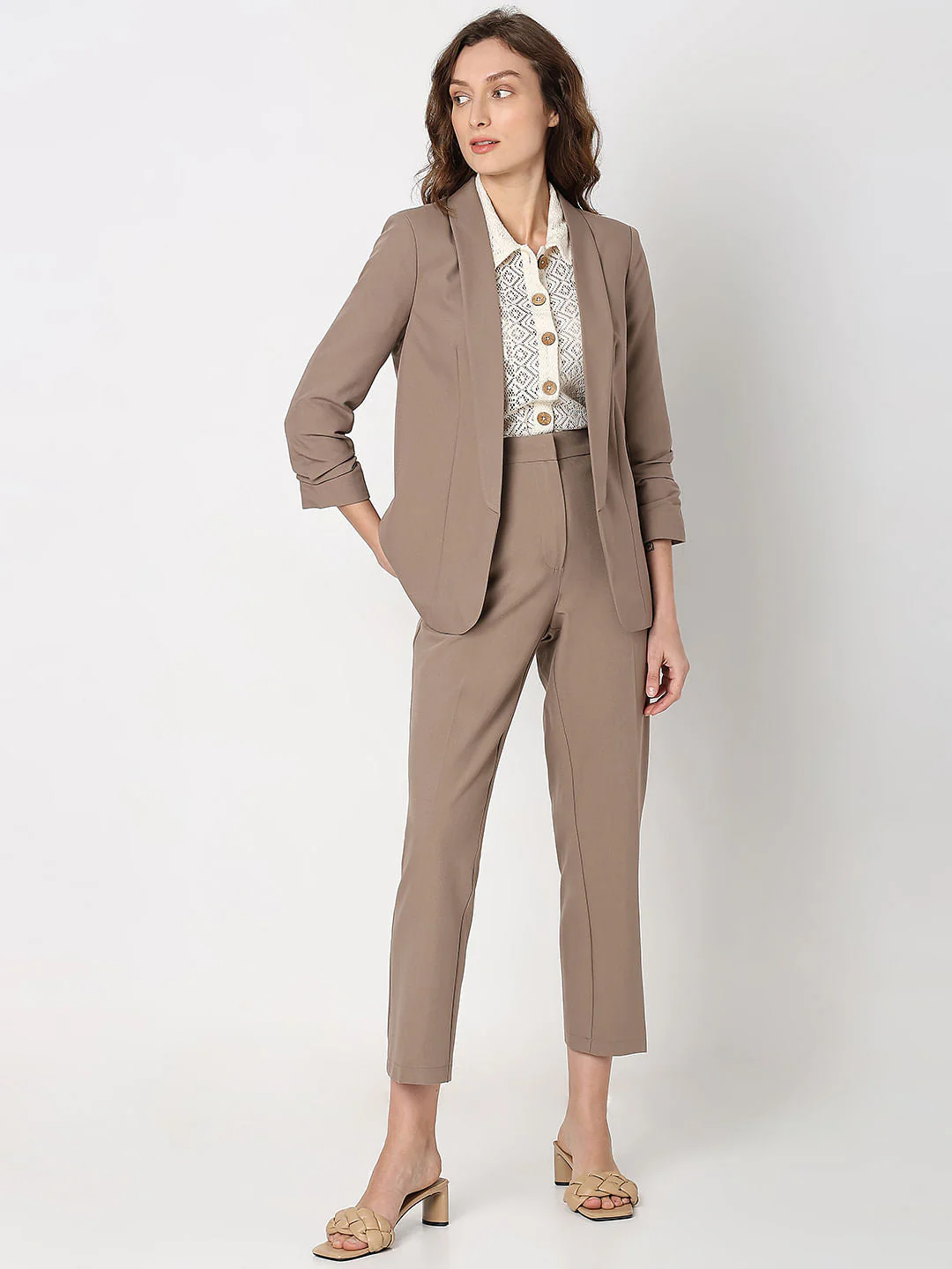 Ruched Cuff Sleeves Blazer - Image 5