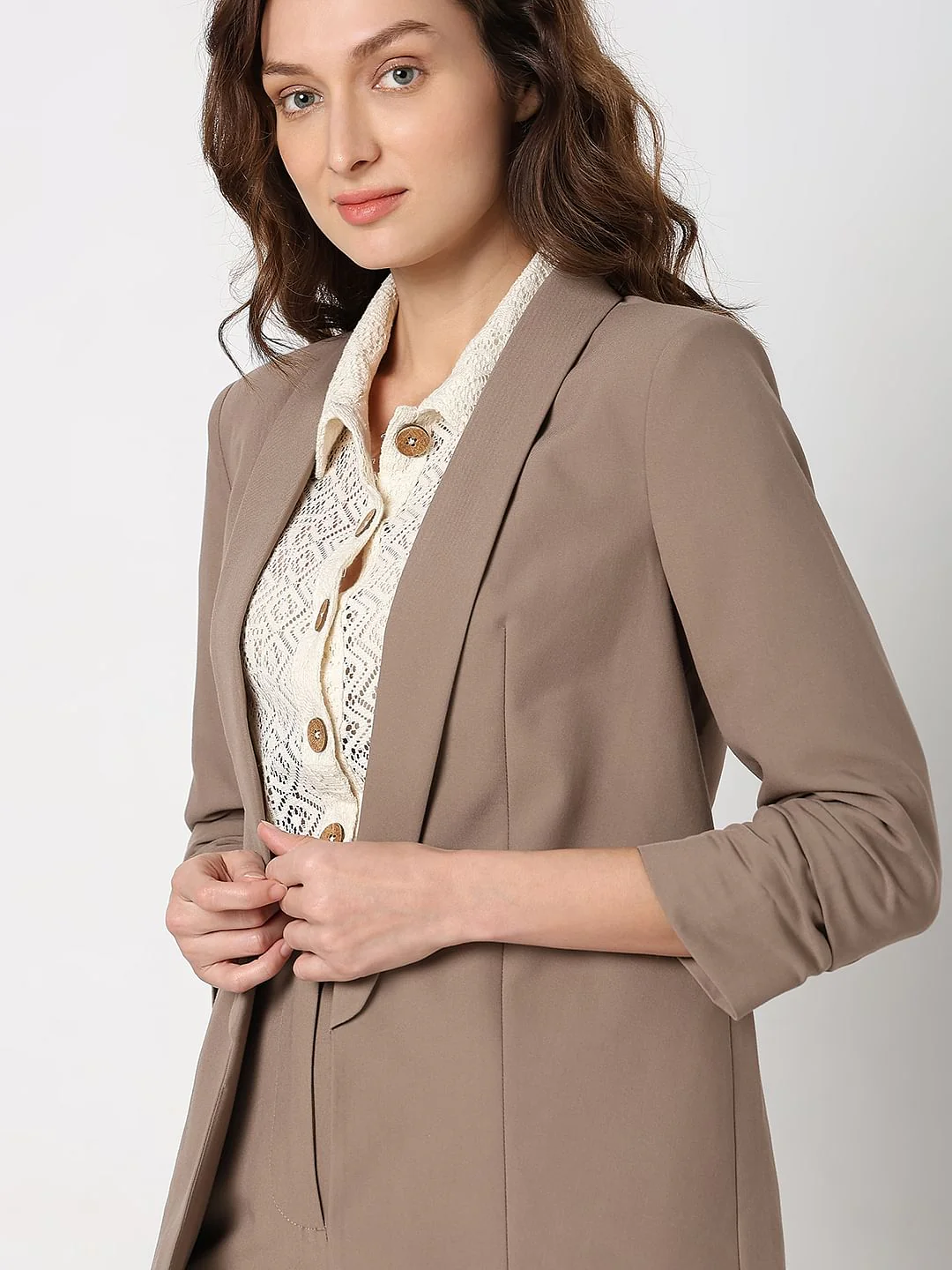 Ruched Cuff Sleeves Blazer - Image 6