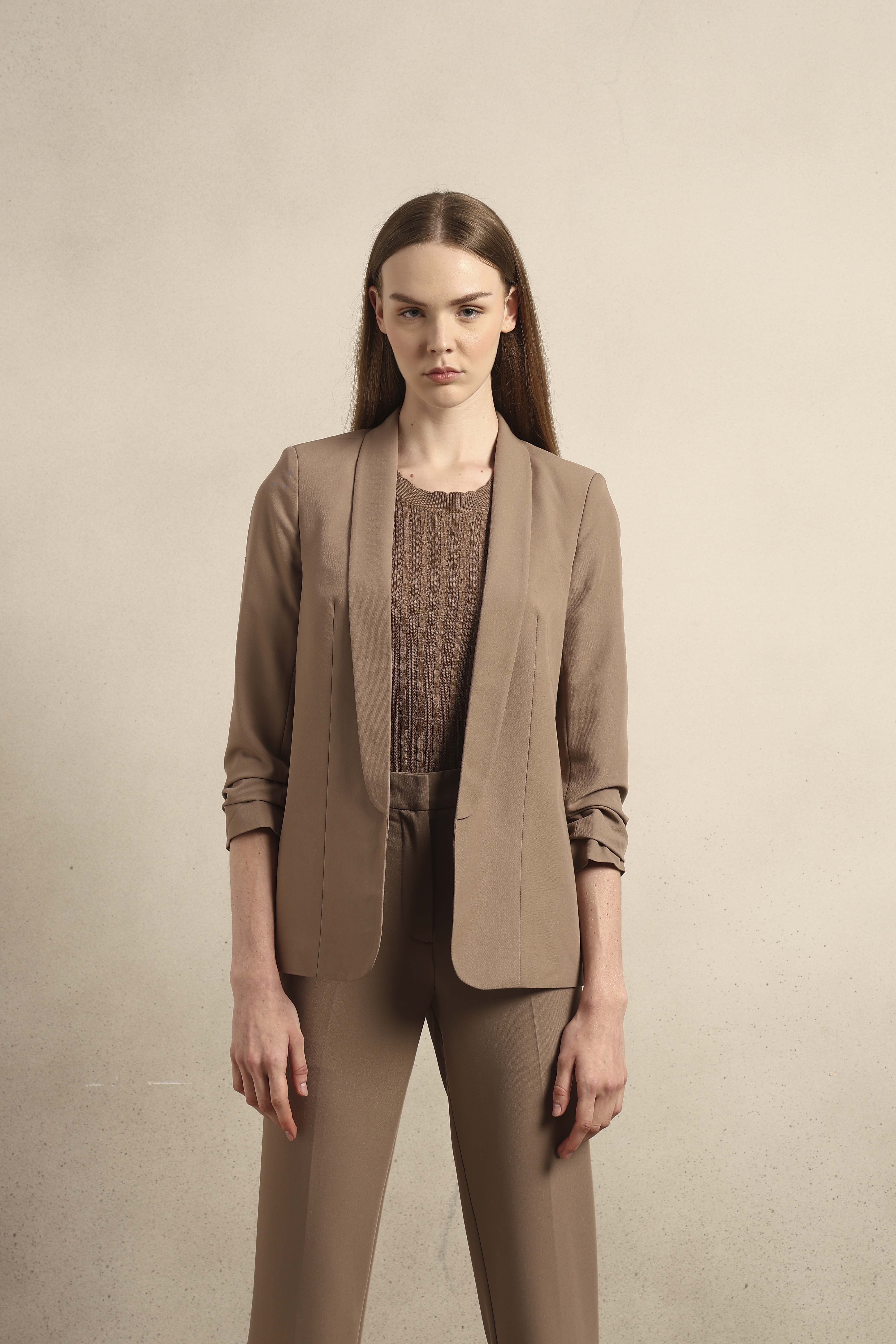 Ruched Cuff Sleeves Blazer - Image 9