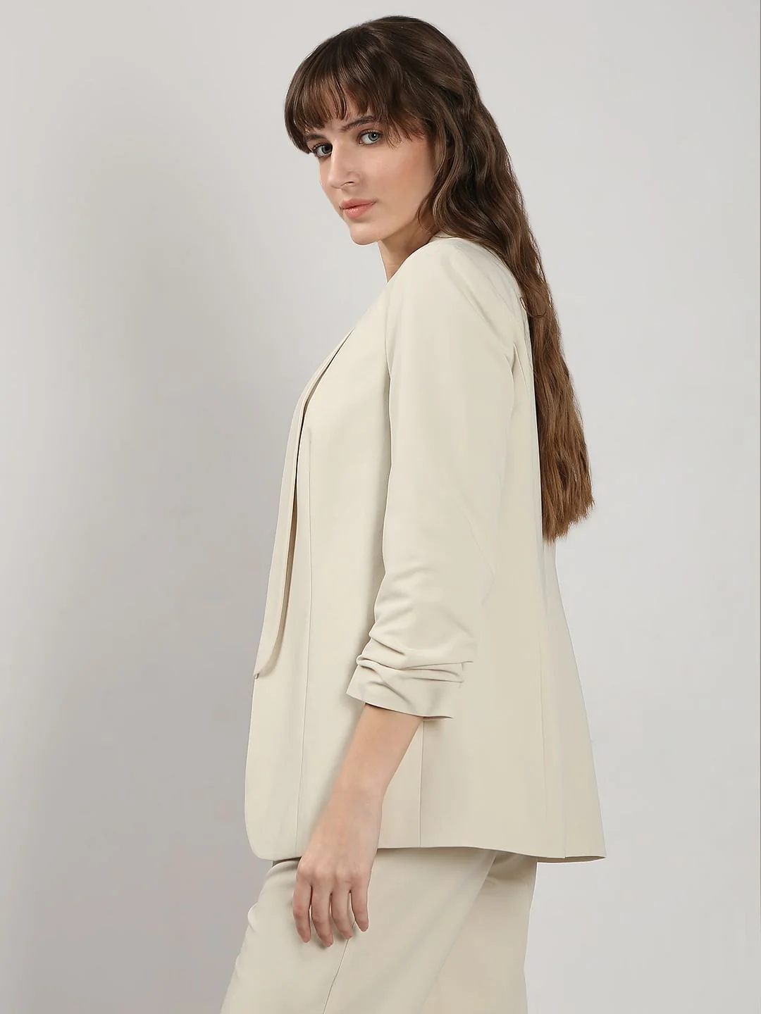 Beige Longline Tailored Blazer - Image 3