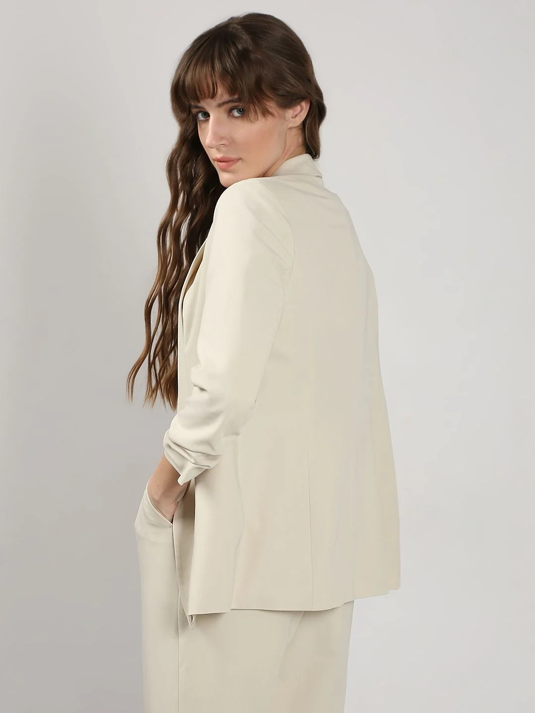 Beige Longline Tailored Blazer - Image 4